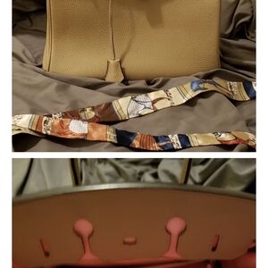 Tan Leather Handbag with Multicolor Strap